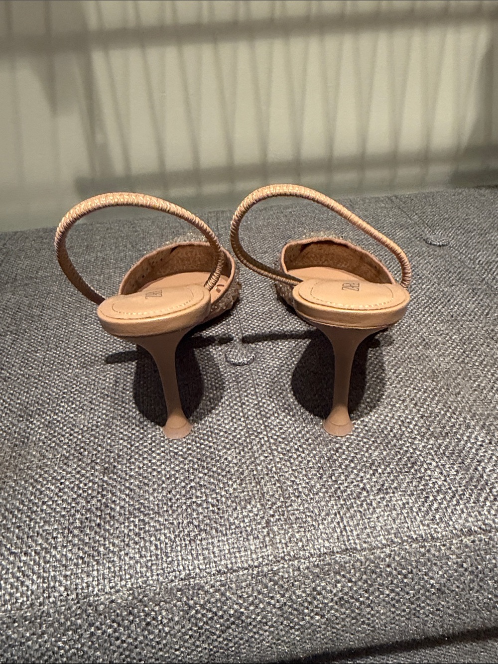 Zara Crystal-Embellished Tan Slingback Pointed Heels - Picture 3 of 5